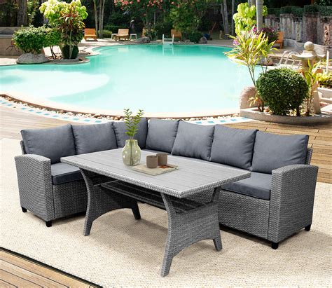 New Topmax 3 Pieces Outdoor Rattan Furniture Set Including 2 Sofas