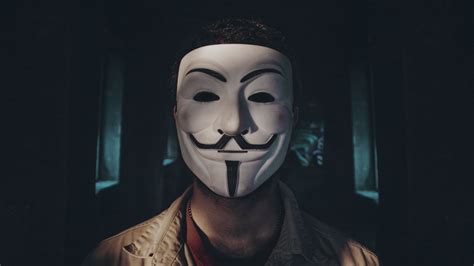 Download Wallpaper 3840x2160 Man Mask Anonymous Shadow Dark 4k Uhd