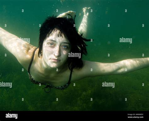 Young Woman Under Water Stock Photo Alamy