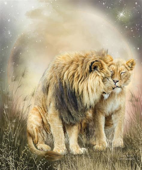 Lion Kiss Mixed Media By Carol Cavalaris Fine Art America