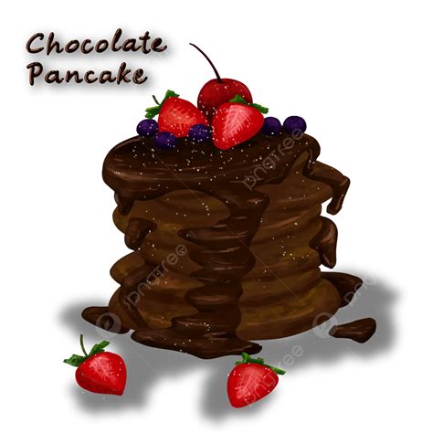 Chocolate Pancake Decorated With Fruits Illustration Pancakes Food