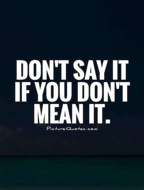 Dont Say It If You Dont Mean It Picture Quotes