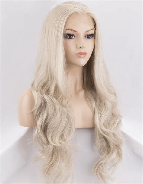 Kryssma Light Blonde Lace Front Wig Long Wavy Platinum Blonde