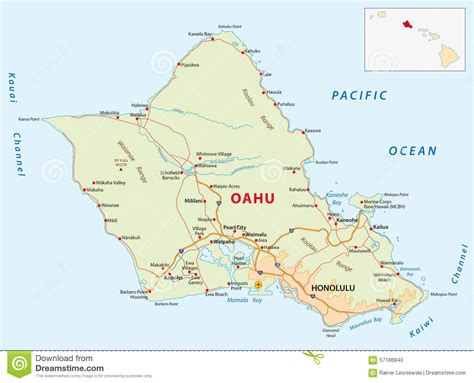 Oahu Road Map Stock Illustration Image 57186840