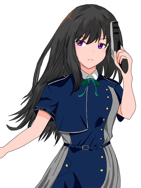 Papel De Parede Anime Meninas Anime Lycoris Recoil Inoue Takina Cabelo Longo Cabelo Preto
