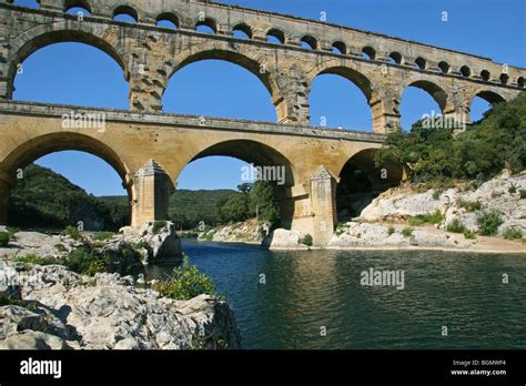 Pont Du Gard Bridge Of The Gard Ancient Roman Aqueduct Bridge That