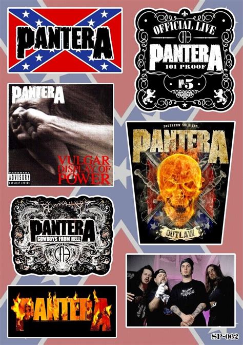 Pantera Sticker Pack Outlaw Skull Groove Thrash Heavy Glam Metal Band