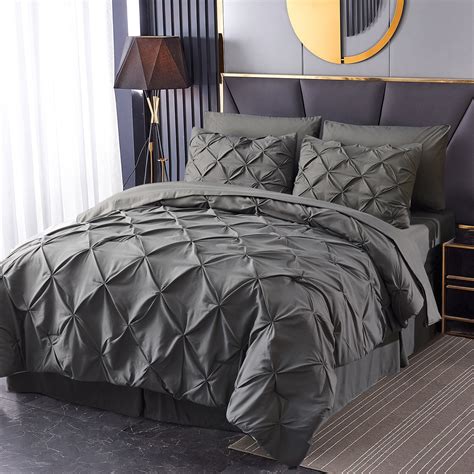 Dark Gray Comforter Set Bed In A Bag Grey 8 Pieces 1 Cal King