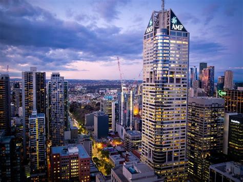 Aerial Cityscape Of Melbourne Skyline In The Evening Editorial Stock
