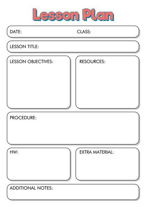 English Lesson Plan Template