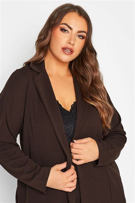 Limited Collection Plus Size Chocolate Brown Longline Blazer Yours