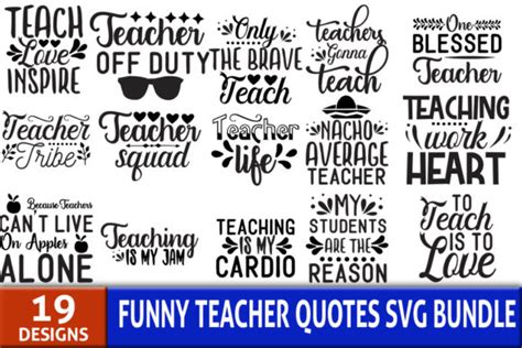 Funny Teacher Quotes Svg Designs Bundle Graphic By Am Design · Creative