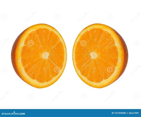 2 Halves Of Orange On An Isolated White Background Stock Photo Image