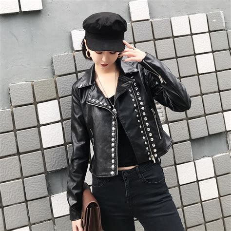 Kmetram 2019 Spring Autumn Jacket Women Korean Short Coat Female Pu Leather Biker Jackets And