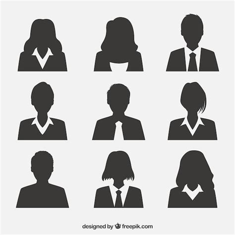Professional Pack Of Silhouette Avatars Vector Free Download