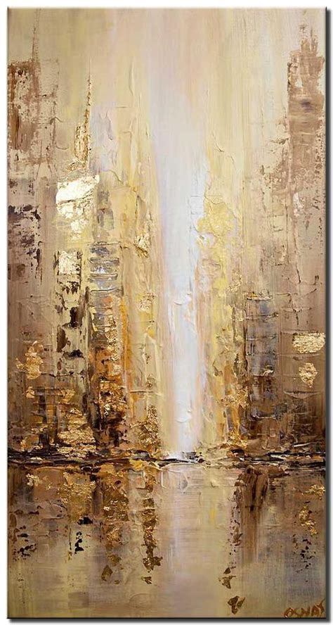 Golden Abstract City Painting Modern Abstract Painting Diy Abstract