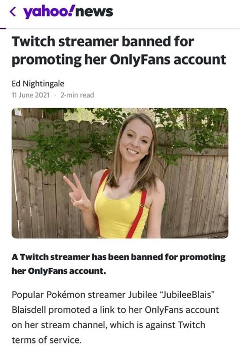 Twitch Streamer Banned For Promoting Her Onlyfans Account Ed