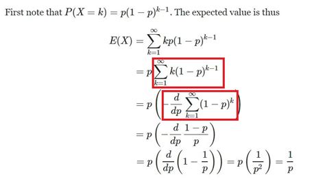 Probability A Key Part In The Expectation Of Geometric Distribution