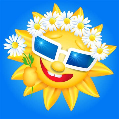 Uśmiechnięte Słoneczko Z Kwiatami — Grafika Wektorowa © Clairev 2260680