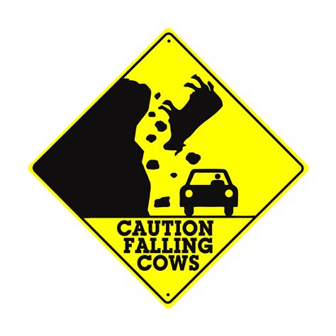 Caution Rocks And Falling Cows Diamond Sign Sign Fever