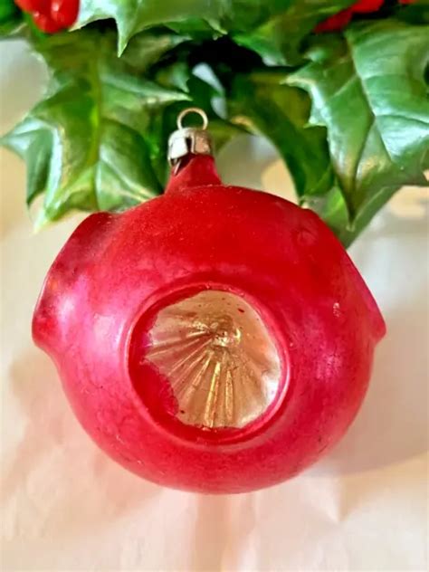 Antique Poland Blown Mercury Glass Pink Red Reflector Indent Christmas Ornament Picclick