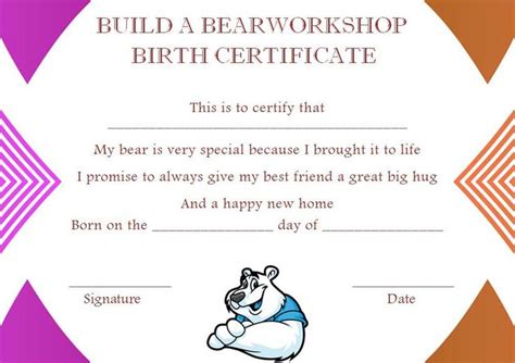 Build A Bear T Certificate Template