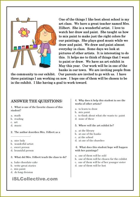 Reading Comprehension Passages With Questions And Answers Pdf Your