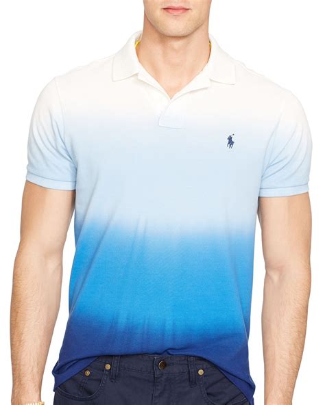Ralph Lauren Polo Custom Fit Dip Dyed Polo Shirt Slim Fit In Blue For