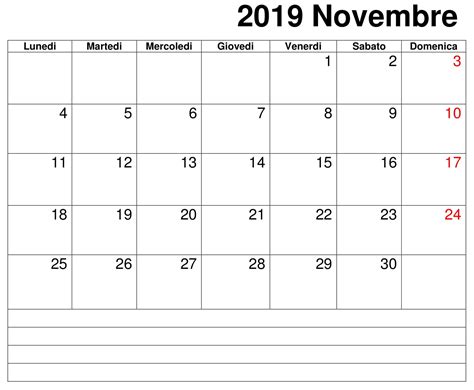 Documento Calendario Novembre 2019 Da Stampare Novembre Calendari