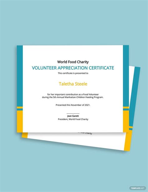 Volunteer Appreciation Certificate Template In Indesign Illustrator