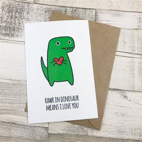 Dinosaur Card Valentines Card Funny Pun Card Cute Birthday Card Cute Anniversary Card Dinos