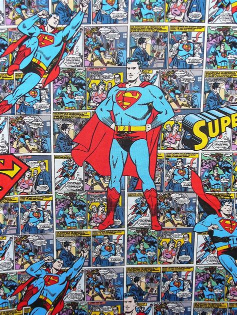 Superman Comic Strip Fabric Man Of Steel Comic Strip Superhero 26