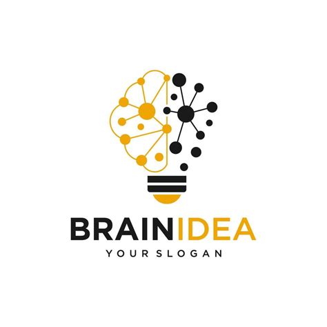 Creative Idea Flat Line Icon Brain In Lightbulb Vector Illustration