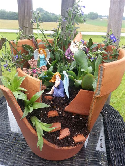 Turn A Broken Clay Pot Into A Fairy Garden Fairy Garden Clay Pots