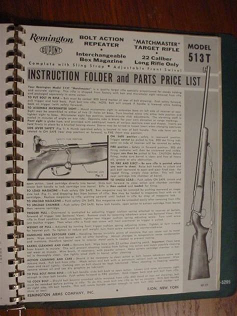 Remington T Original Instruction Manual Target For Sale At
