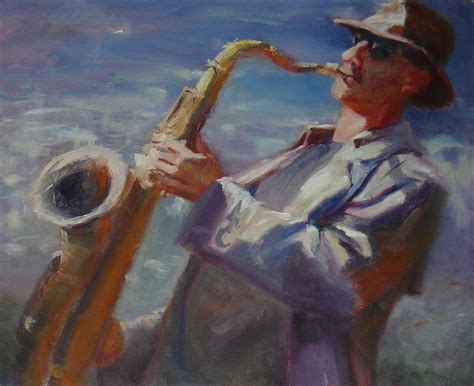California Saxophone Player Painting By Irena Jablonski Fine Art America