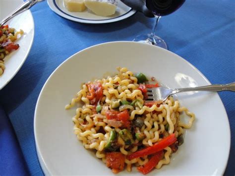 Fusilli Lunghi Alla Rustica Long Fusilli With Bell Peppers And Onions