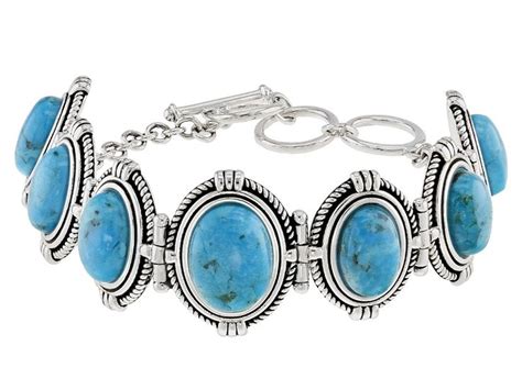 Southwest Style By Jtvtm Oval Cabochon Blue Turquoise Sterling Silver