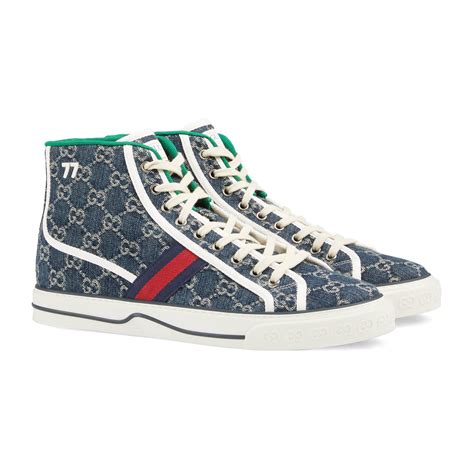 Gucci Denim Tennis 1977 High Top Sneaker In Blue For Men Lyst