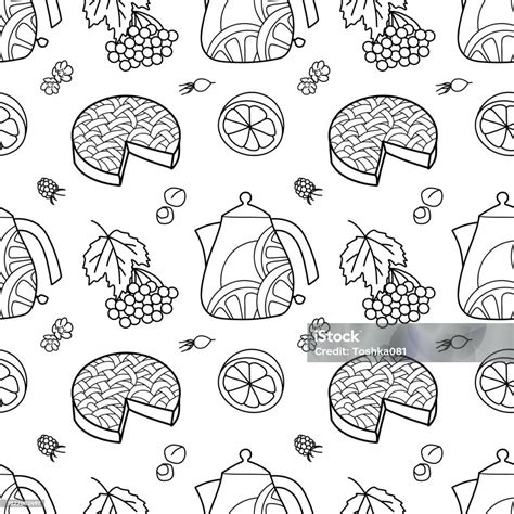 Vector Contour Seamless Pattern For Winter Warmth Sweets Stock