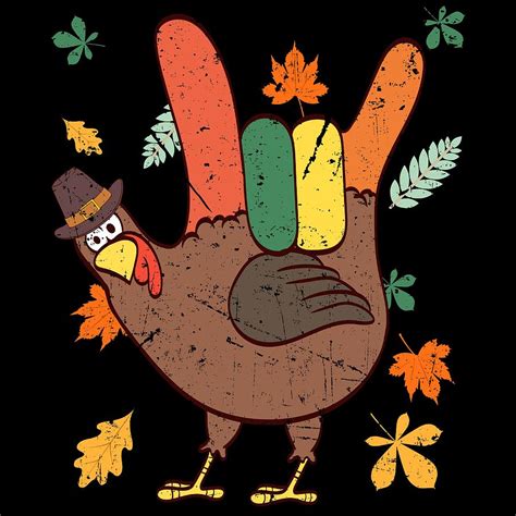 Rock N Roll Hand Gesture Happy Turkey Day Thanksgiving Save A Turkey