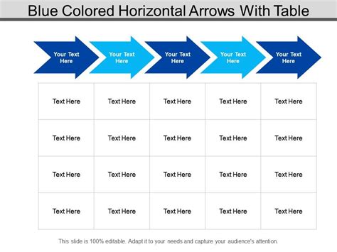 Blue Colored Horizontal Arrows With Table Powerpoint Shapes