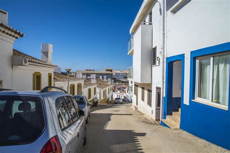 Narrow Streets And Painted White Houses In Burgau Editorial Image