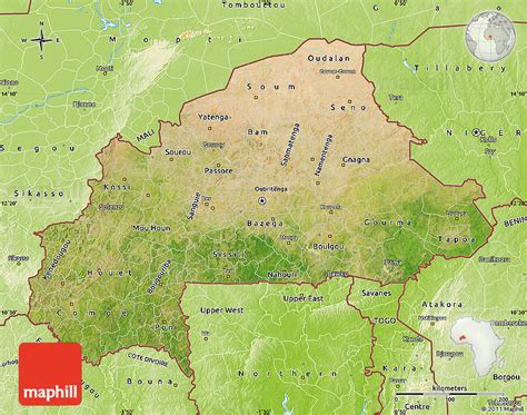 Satellite Map Of Burkina Faso Physical Outside Satellite Sea