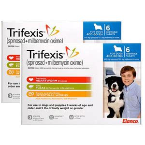 With trifexis®(spinosad + milbemycin oxime), protecting your dog from. Trifexis for Dogs 40.1-60 lbs, 12 Chewable Tablets (Blue ...