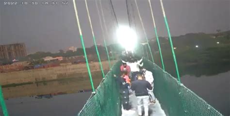 Morbi Bridge Collapse CCTV Shows People Shaking The Bridge Before The