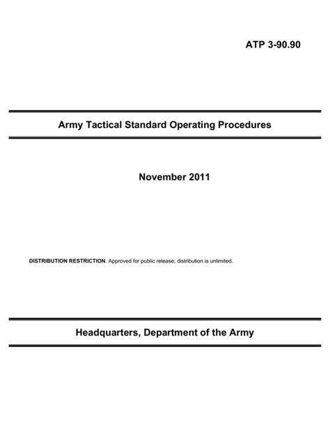 Atp 3 9090 Army Tactical Standard Operating Procedures November 2011