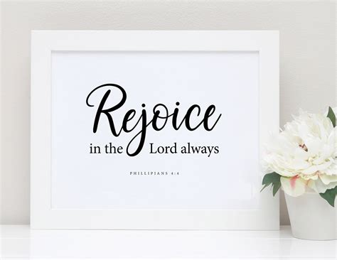 Rejoice In The Lord Always Bible Verse Print Philippians Etsy Uk