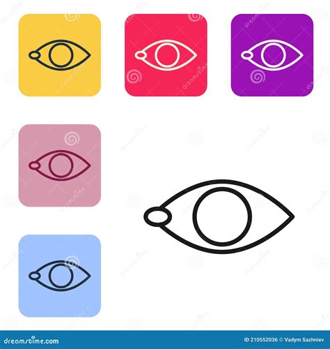 Black Line Blindness Icon Isolated On White Background Blind Sign Set Icons In Color Square