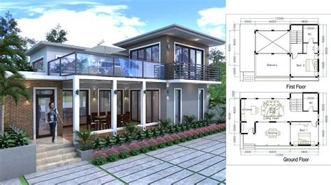 Maybe you would like to learn more about one of these? Sketchup 2 story Home Plan 13.3mx9m with 2 bedroom - YouTube